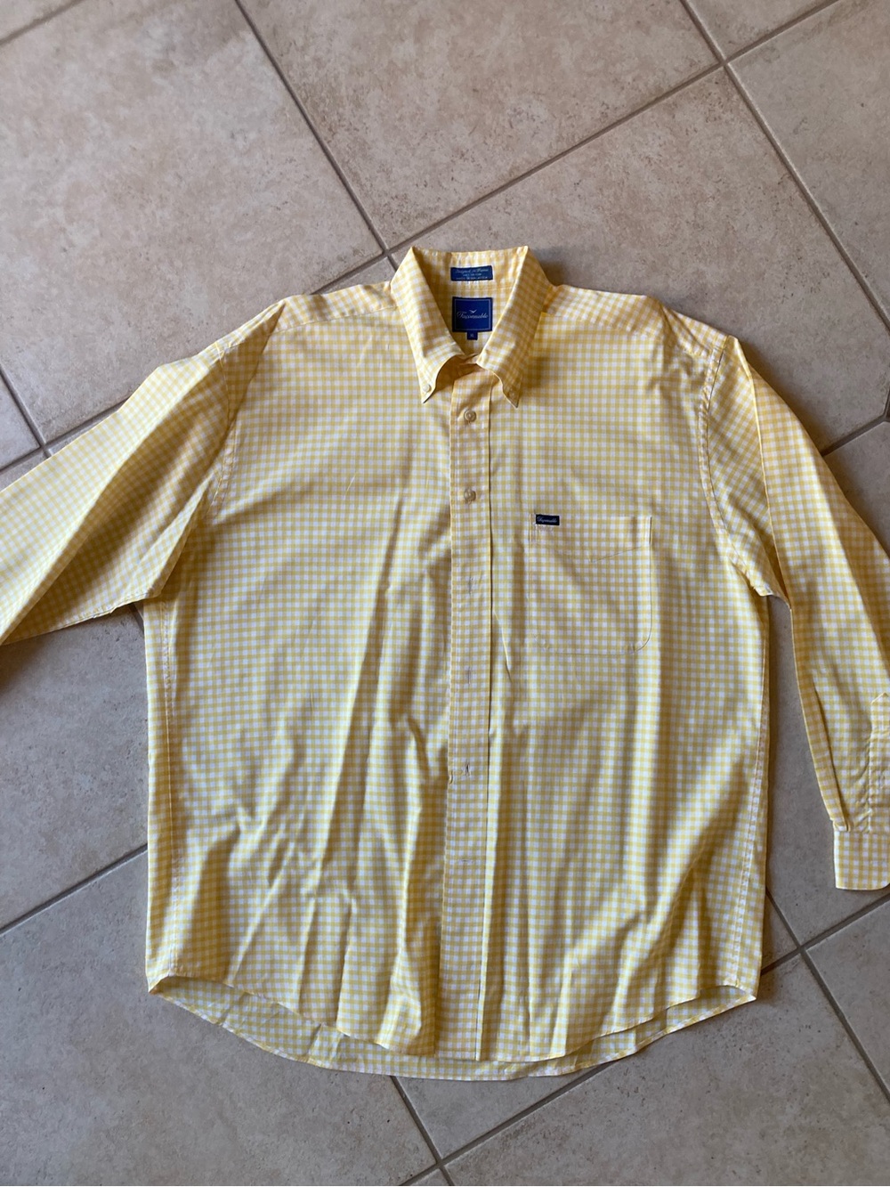 Faconnable Yellow Gingham Long-Sleeve Button-Up Shirt